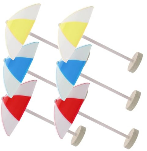 JUMPLAWN 6pcs Miniature Beach Umbrellas Doll House Decor Tiny Sun Umbrellas for Micro Landscapes for Boy Girl Miniature Gardens and Party Decorations