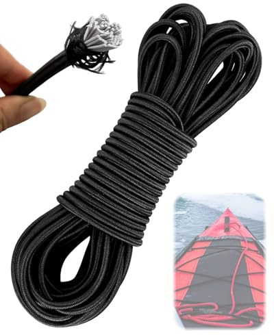 JUKOTA 15m x 4mm Tendeur Elastique,Corde Extensible en Caoutchouc Sandow Elastique Elastique Bache Remorque,Corde Elastique Corde D'extension pour Camping,Bâche Remorque,Transport Marchandises-Noir