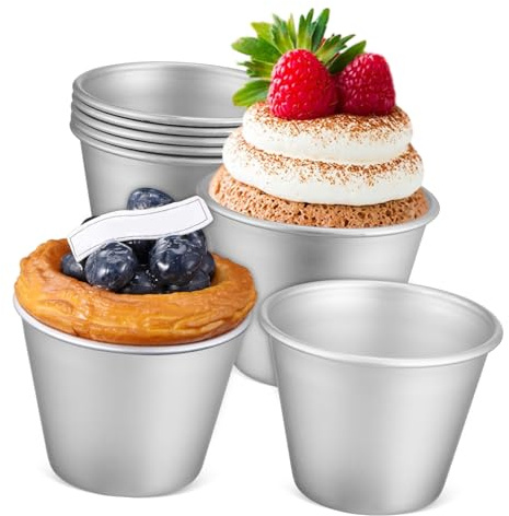 GALPADA 8 pezzi Stampi per Cupcake e Budino in Alluminio Resistenti e Riutilizzabili Formine Dolci Compatte per Muffin e Dessert per Uso e Feste