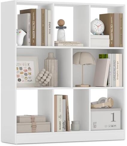 VASAGLE Custos Collection - Bookshelf, 3-Tier Bookcase, Book Shelf, Open Storage Shelf, 9.4 x 35.4 x 39.4 Inches, for Living Room, Home Office, Dining Room, Cloud White ULBC455W01