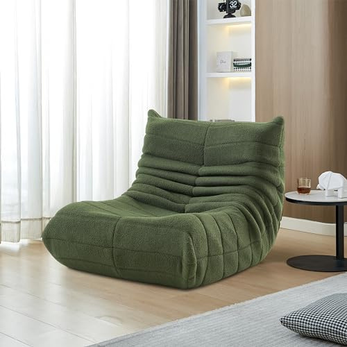 Liuyoyo Modern sittsäck soffa golvsoffa, golvfåtölj med ryggstöd, läsfåtölj bekväm XXL, bekväm Lazy soffa, saccosäck stol för sovrum vardagsrum kontorsområde, grön