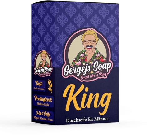 Sergejs Soap natürliches Seifenstück | 3 in 1 Seife mit 100% natürlichen Inhaltsstoffen und Aktivkohle | Ranger, Athlet, Casanova, Sultan, Gentleman, Purist | Naturkosmetik (Oudh & Benzoe)