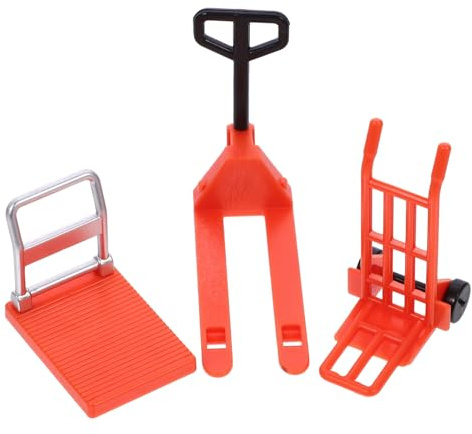Hemobllo Ensemble Jouet Mini Chariot Élévateur Miniature pour Garçon Et Filles, Taille Petite, Plastique Orange, Modèle Réduit Sécurisé, Jeu Éducatif Construction Et Trafic Routier, Set 3 Pièces