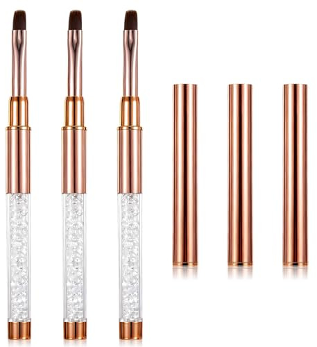 Piriuuo 3 stycken gelborstar för naglar, nagelpensel med lock gelpensel nageldesign borste nagelborste nageltillbehör UV strashandtag gel nagelkonst pensel verktyg för kvinnor