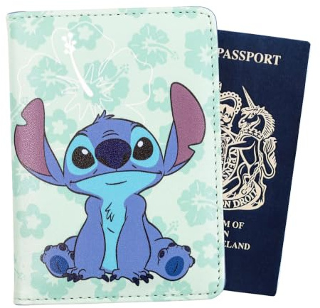 Disney Stitch - Passaporto da viaggio per bambini, con fiori di ibisco tropicale, per vacanze, aeroporto, viaggi