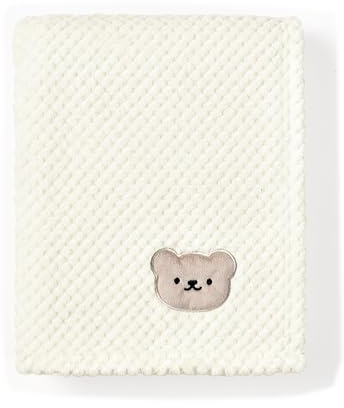 CREVENT Babyfilt för flickor, spädbarn, småbarn, söt, mysig, luddig, varm, sängkläder, barnsäng, barnvagn, babyshower (76 x 102 cm, pink/björn)