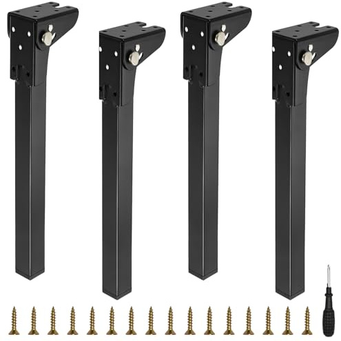 4 patas de mesa plegables, 60 cm, patas de escritorio de metal, color negro, patas plegables para muebles, patas de mesa con protector de suelo, patas de metal para escritorio, mesa de comedor, mesa