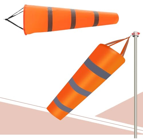 Manica a Vento Manica a Vento con Bandiera Riflettente, Sacca di Misurazione per Manica a Vento per Aeroporto, Sacca Girevole per Indicatore del Vento da 80/100/150/200 cm(80 cm (31.5))