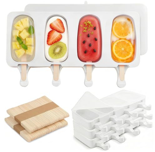 AuraFusion Cake Pop Stiele Set, Eis Am Stiel Eisformen Mit 2 Weißen Formen Und 150 Holzstielen, Für Familien Kinder Bäcker, DIY Dessert, Küche Sommer Party Picknick