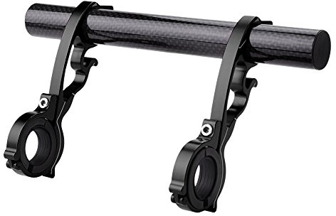 Extensión de manillar de bicicleta para bicicleta, soporte de extensión para lámpara GPS, unidades/faros/cámaras (tubo de carbono negro de 20 cm)