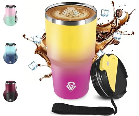 Tazza Termica 600ml 20oz, Termos Caffè con Doble Pared Reutilizable, Tazza da Viaggio per Caffe, Borraccia Termica in Acciaio Inox, sin BPA, Bicchiere Termico para Viajes, Oficina, Deporte, Escuela