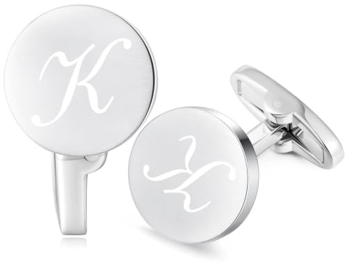 HONEY BEAR Briefe Initialen Buchstabe manschettenknöpfe Herren Edelstahl Hochzeit Cufflinks Manschettenknopf Gebürstetes Silber,MEHRWEG
