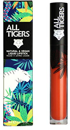 Liquid Lipstick - Matt, Vegan & Natürlich - Langer Halt - Farbe: Korallen-Orange Hear Me Roar 785 - Lippenstift ohne Bestandteile auf Erdölbasis - Bio-Inhaltsstoffe - ALL TIGERS