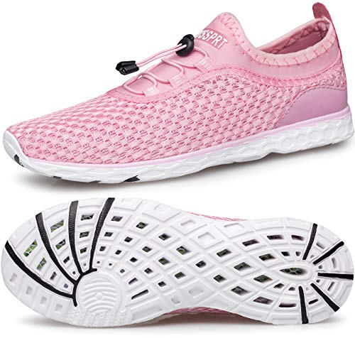 DOUSSPRT Women's Water Shoes Quick Drying Sports Aqua Shoes Pink Size 8