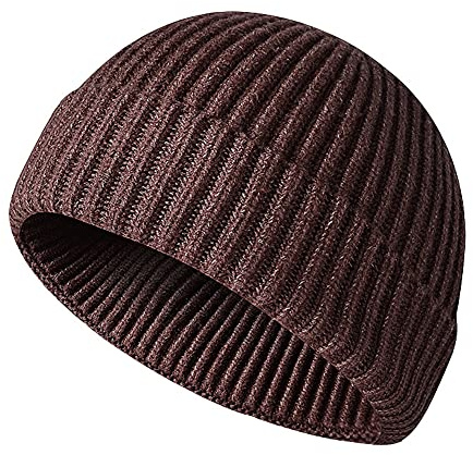 JFAN Unisex-trålarmössa i retrostil för vintern, basebollmössa i streetstil med uppvikt kant, kalott, Kastanj, En Storlek