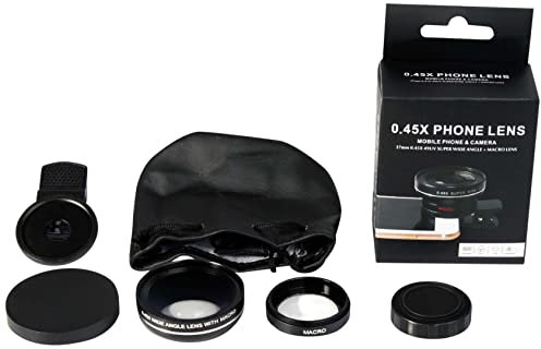 2 in 1 Lens Clamp for iPhone 13 Inch Super Wide Angle Macro 0.45X Universal Lens (Black)