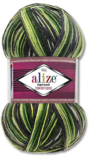Wohnkult Alize 100 g Superwash Comfort Sockenwolle 33 Farben zur Auswahl EIN-/Mehrfarbig (2696)