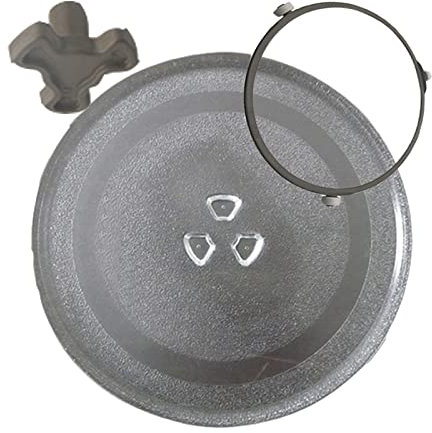 WORDFUN Drehteller Für Mikrowelle - Glasdrehteller Für Mikrowellen - Mikrowellenteller - 27cm Glasteller Drehteller -315mmGlasteller, Mikrowelle-Drehteller-Glasplatte Mit 3 Fixierern