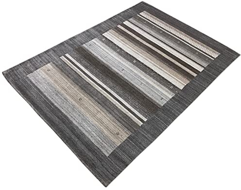 WAWA TEPPICH Gabbeh Grau 90 x 160 cm Wolle-Viskose handgewebt | Handgefertigter Wohnakzent mit warme Haptik mit dezentem Glanz – individuell, vielseitig und stilvoll kombinierbar