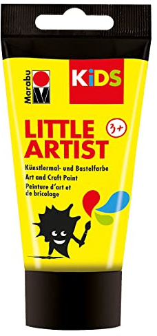 Marabu KiDS Little Artist 75 ml, Gelb, Künstlermal- und Bastelfarbe für Kinder ab 3 Jahren, Kindermalfarbe auf Wasserbasis, auswaschbar, Made in Germany, vegan, glutenfrei, 03050002019