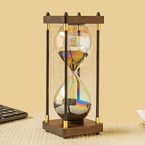 Große Sanduhr 60 Minuten,Regenbogen Glas Deko Sanduhren,Geschenk Sanduhr,Für Haus, Schreibtisch, Büro, Hochzeits Dekoration. (Schwarzer)