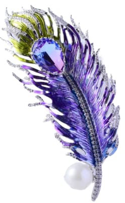 Brosche 2 Atmosphärische Imitation Perle Broschen Pfau Grün Tropfendes Öl Feder Corsage Kleidung Accessoires Lila