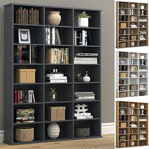 VCM Wood CD DVD Floor Standing Bookcase Media Shelf Room Divider Decorative Shelf Megosa M Wood CD DVD Floor Standing Bookcase Media Shelf Room Divider Decorative Shelf Megosa M Anthracite