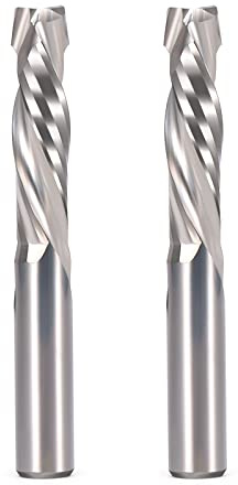 Spiralfräser Bits Up Down Kompressions-Bit 1/4 Zoll Schnittdurchmesser, 2,5 cm Schnittlänge, 1/4 Zoll Schaft Vollhartmetall CNC-Schaftfräser für Holzschnitzerei, Gravur, Schleifen, Nut (2)