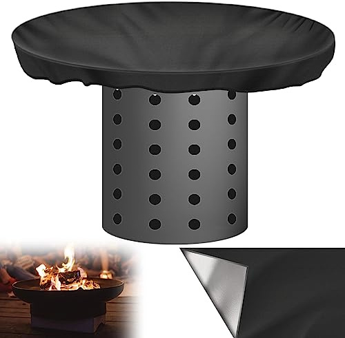Feuerplatte Abdeckung: ø 100cm 420D Grillplatte Schutzhülle, Wasserdicht, Anti-UV Feuerplattenabdeckung, Rund Schwarz Wasserbeständigkeit Abdeckung für Feuerplatte und Grillplatte