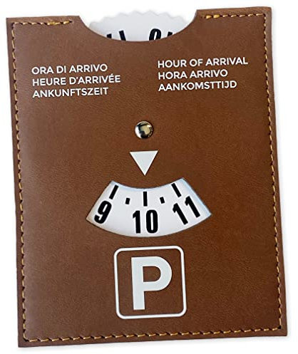 pubblimania Disco Orario Elegance Pelle Sintetica Morbida Soft-Touch | valido in Tutta Europa - parkometro Ora di Arrivo.Cm 10,5x13 (Disco Orario Elegance)