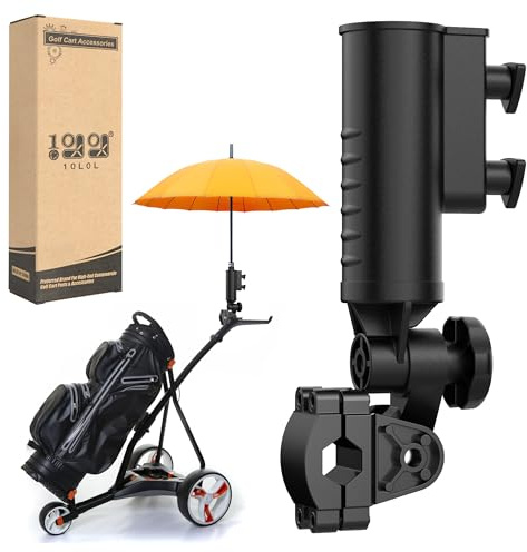 10L0L Robuster Golfschirmhalter mit verbesserter Aluminium-Basis, 180 Grad verstellbarer Winkel, Golf-Push-Cart-Halter, universell für Golfwagen/Kinderwagen/Rollstuhl/Fahrrad