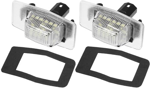 A ABSOPRO Car LED License Plate Light Assembly No.YL8Z13550AA for Ford Escape Hybrid, Limited, XLS, XLT 2001-2007 Plastic White Light (Set of 2)
