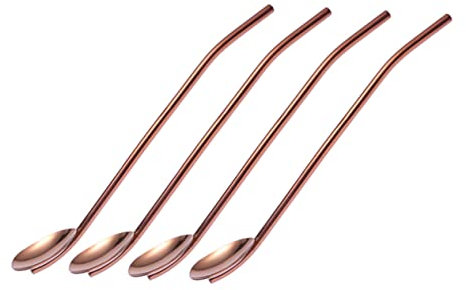 IMIKEYA 4pcs Mixing Spoon Straws Reusable Stirring Straws Spoon for Espresso Honey Stirring
