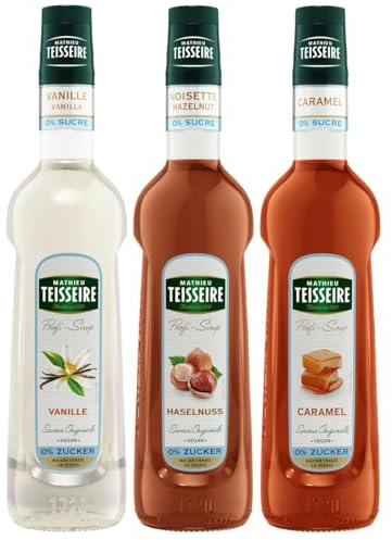 Mathieu Teisseire Getränke-Sirup Light Set Vanille, Haselnuss & Caramel je 700ml