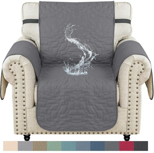 Ystyle Sofföverdrag 1 Sit, Vattentät Sofa Cover, Halkfritt Armstolsöverdrag, Soffa överdrag För Husdjur, Fåtöljöverdrag, Maskintvättbart överdrag Fåtölj, Quiltad Soffskydd, Gråblå