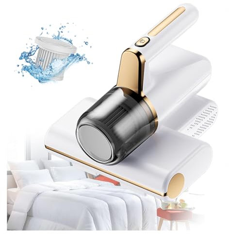 BesBet Aspirateur à Main Anti-Acariens, éLimine 99,9% des BactéRies, AllergèNes, Acariens Aspirateur Canapé avec LumièRe UV Et Vibration Mattress Vacuum pour Matelas, CanapéS,White