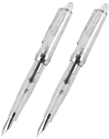 Lurrose 2piezas Pluma Estilográfica Transparente De Carga Por Pistón Reutilizable Para Caligrafía Práctica Absorción De Tinta De Obsequio Para Escribir