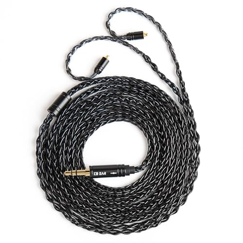 2 Meter Long MMCX IEM Cable, in Ear Monitor Replacement Earphone Cable,KBEAR ST12 Plus 8 Core 4N OFC Silver-plated HiFi Headphone Extension Wire with 3.5mm Plug for TIN Audio T2 T3 Earbuds,Black