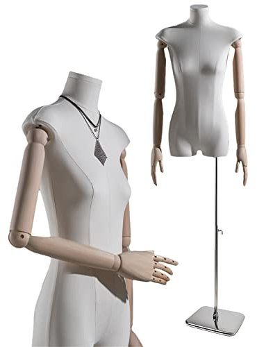 Schaufensterpuppe, weiblicher Torso mit Armen, Kleidungspräsentationsform, Halbkörper-Mannequins, einstellbare Höhe, 52–53 Zoll, Kleiderjacken, Mantelformen, kleine Büste (Stil 3 m