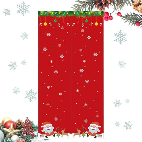 Tende natalizie per porte scorrevoli in vetro, tende da cucina natalizie, insonorizzate, magnetiche, spessore 37 x 80 pollici, protezione per la privacy, tende isolate termicamente, fiocchi di neve