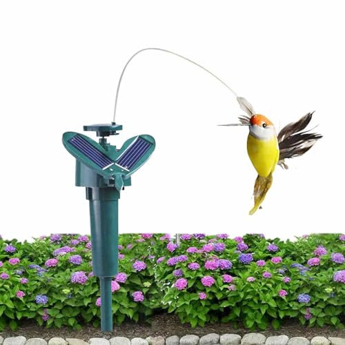 Solarkolibri – Solarbetriebener Fliegender Kolibri | Lustiger, solar- oder batteriebetriebener Spielzeug-Wackel-Flattervogel | Flatternder Kolibri Solar | Solarbetriebener flatternder Kolibri | Solar