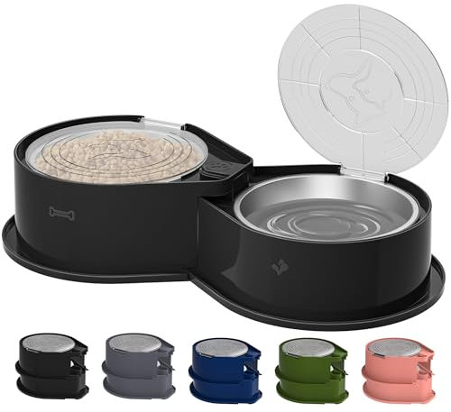 Newget Stainless Steel Dog Bowl Set with Lids, 304 Metal Dual Food & Water Bowls for Dogs & Cats, Large Capacity Pet Feeder with Cover Keeps Food Fresh, Anti-Skid Dog Dish for Small/Medium/Large Pets