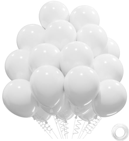 QIFU Vita ballonger 31-pack, 30 cm starka tjocka vita pärlballonger med pärlband för bröllopsballong, födelsedagsfest, barnevenemang, möhippa, dop, babyshower