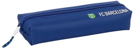 SAFTA F.C. Barcelona Navy Blue - Portatodo Rectangular Niño, Estuche Infantil, Estuche Niño, Ideal para Niños en Edad Escolar, Cómodo y Versátil, Calidad y Resistencia, 22x7x40 cm