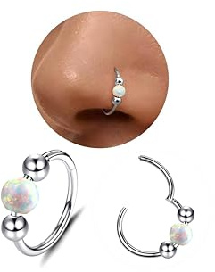 Diamday Piercing Nariz Anillo Opal Piercing Oreja Aro Pendientes Clicker 316L Acero Quirúrgico Nariz Aros Septum Labio Anillo Tragus Helix Piercing Daith Conch Cartílago Pendientes 16G/18G/20G