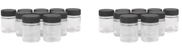 2 Set 10 x 22cc Airbrush Glass Bottles Blank Jars Pots Lid Paint Cups