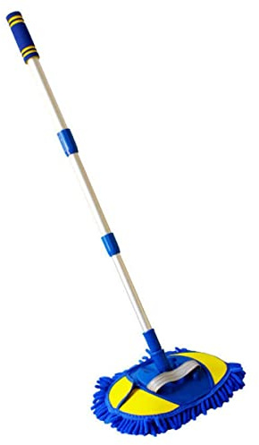 SOLUSTRE Spazzola Telescopica per Lavaggio Auto in Lega di Alluminio e Tessuto Blu, Scopa Retrattile Efficiente e Facile da Estendere per Pulizia Vetri e Veicoli