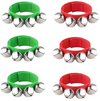 Weenwill Bracelet Grelot,6 PCS Clochettes de Poignet Lulticolores 2 Couleurs,Bande Poignet Cloches,Grelots de Cheville,Instruments de Rythme,Percussions pour Fêtes de Noël et Festivals