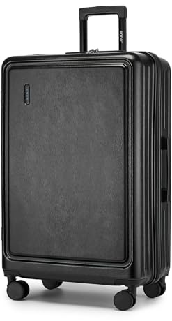 Kono Hartschale Koffer Reisekoffer ABS+PC Trolley Groß 98 Liter Handgepäck Koffer 77x49x29.5cm TSA-Schloß kabinenkoffer 4 Spinnerräder Rollkoffer & Teleskopgriff Suitcase(Schwarz)