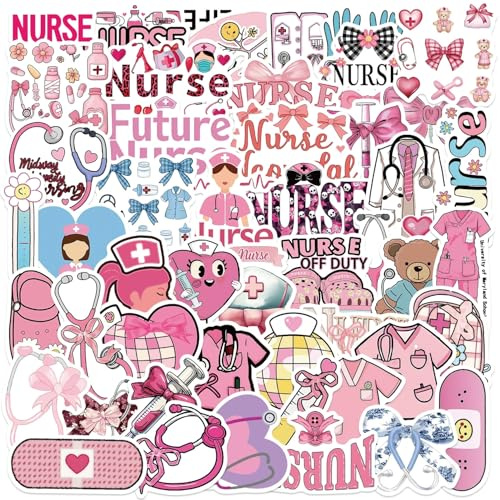 Affoto Krankenschwester Aufkleber für Laptop(50PCS),Geschenk für Kinder Jugendliche Erwachsene,Nurse Wasserdicht Vinyl Stickers für Auto,Motorräder Fahrrad Gepäck Scrapbook,Skateboard Gitarre